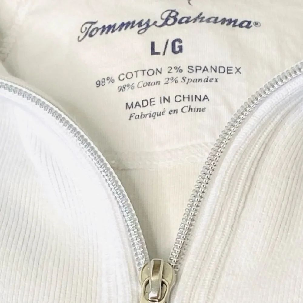 🛍️ Tommy Bahama White Full-Zip Sweater/Jacket Sz Large - Picture 2 of 12
